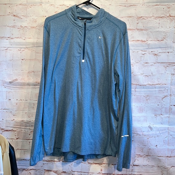 Nike Men drifit element 1/2 zip running top shirt long sleeve blue XL reflective - Picture 1 of 10